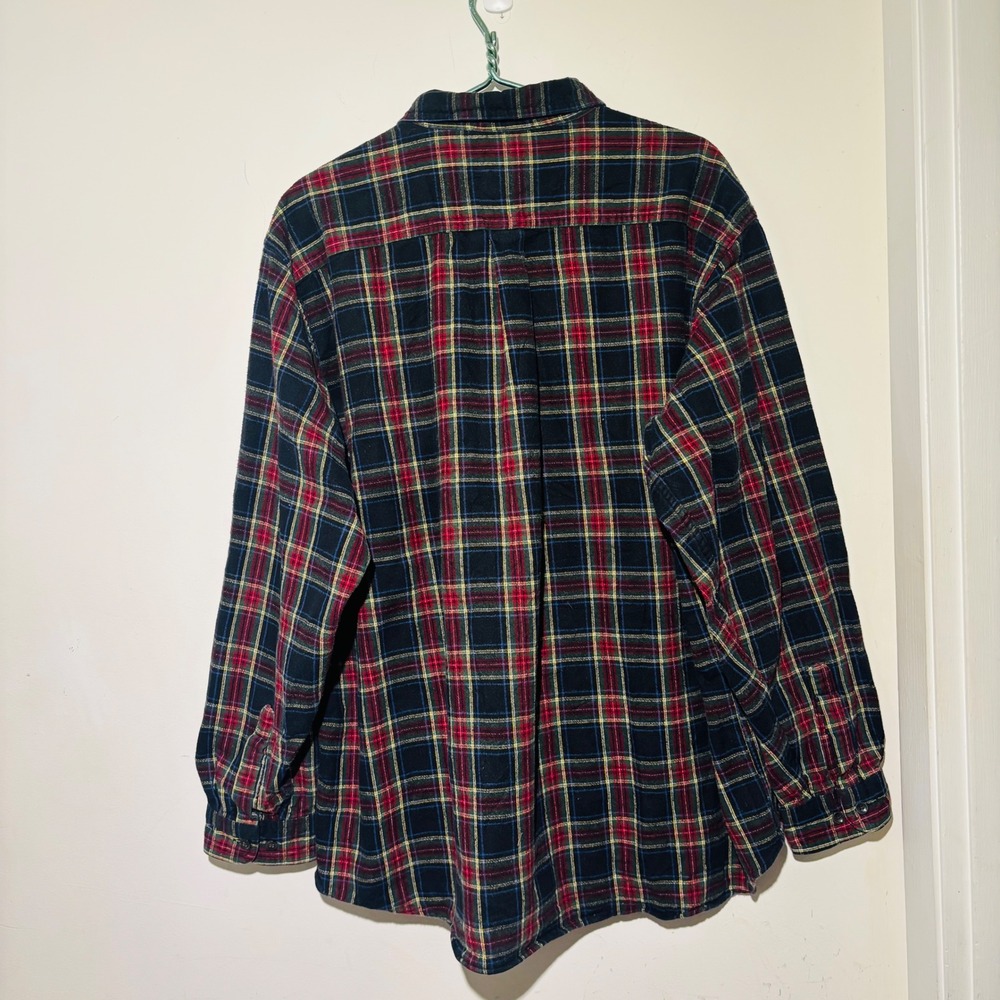 L.L.Bean Scotch Plaid Flannel Button‎ Down Red/Green/Black Men's Shirt Size XXL - Picture 5 of 7